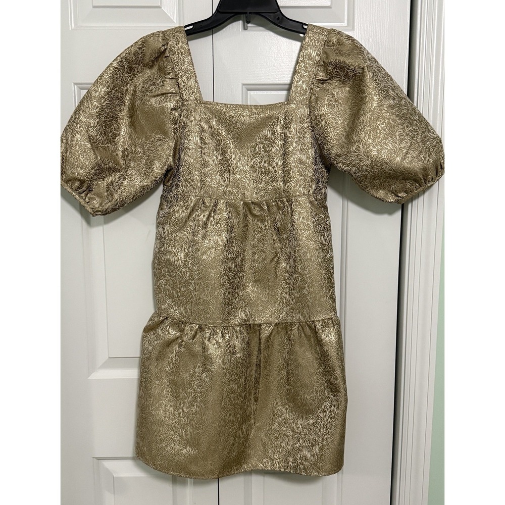 Versona Gold Puff‎ Sleeve Dress Size XS